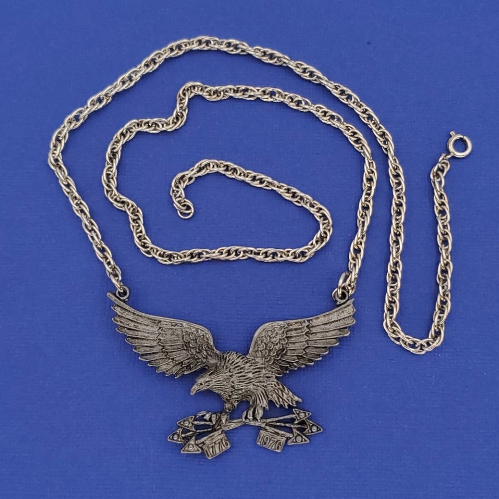1776-1976 Patriotic American Eagle Necklace